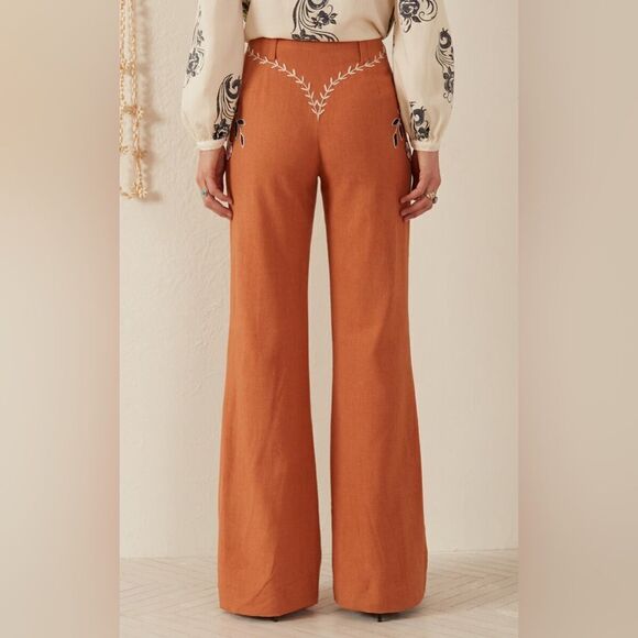 NWT Alix of Bohemia Charlie Sienna Poppy Embroidered Pants - Picture 4 of 8